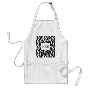 Funky Black/White Zebra Monogramm Schürze