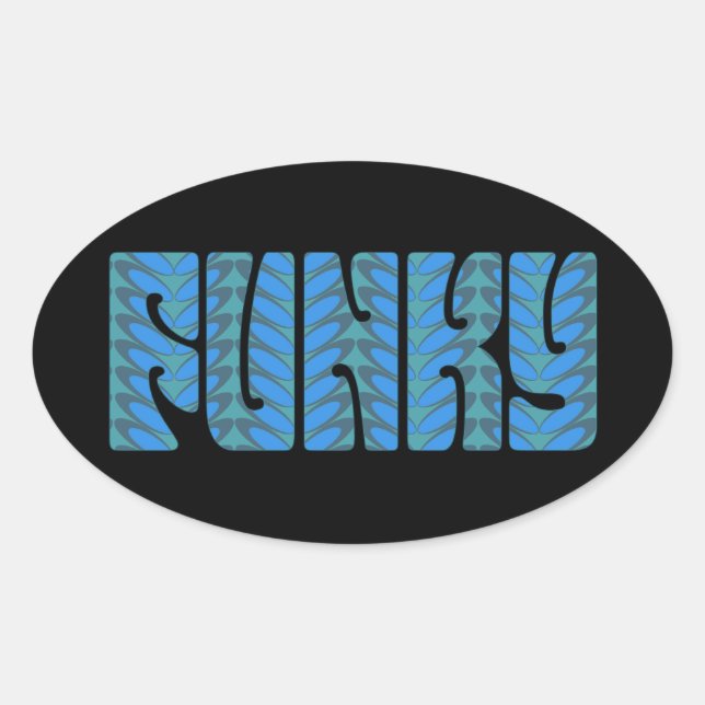 Funky (blau) ovaler aufkleber (Vorderseite)