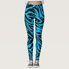 Funky blaue Zebra-Druck-Leggings Leggings