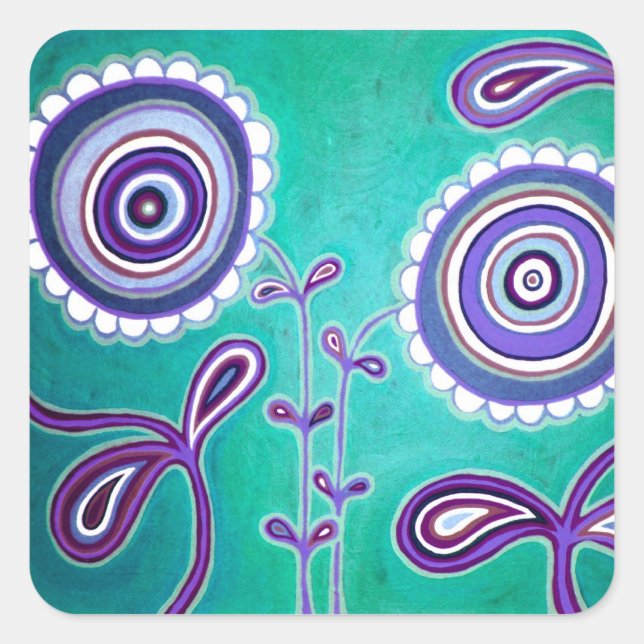 Funky Bliss Quadratischer Aufkleber (Vorderseite)