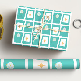 Funky Blocks 2 Aqua, Aquamarin und Orange Geschenkpapier Set