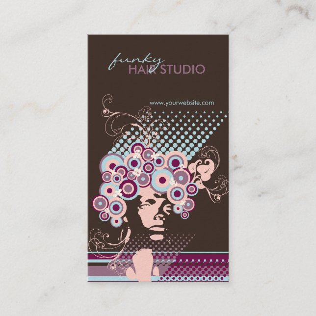 Funky Bloom Haar Floral Mod Retro Abstrakt Visitenkarte (Vorderseite)