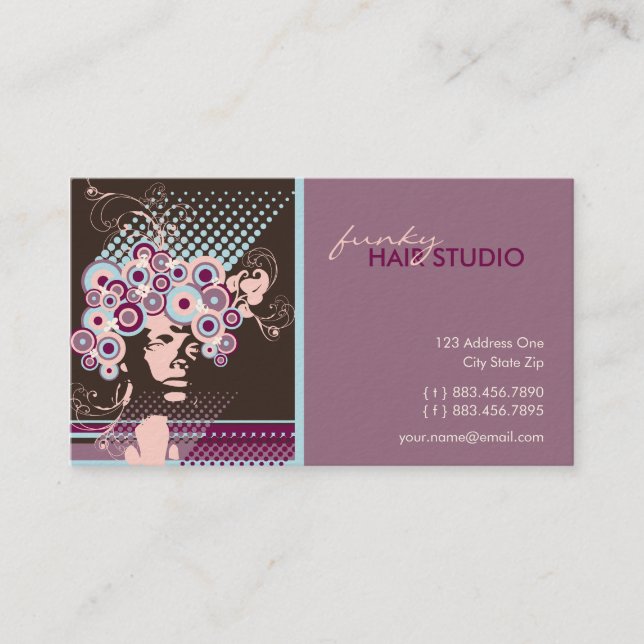 Funky Bloom Haar Floral Mod Retro Abstrakt Visitenkarte (Vorderseite)