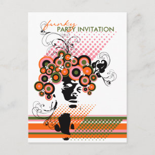 Funky Bloom Hair *01 Party Einladung Postkarte