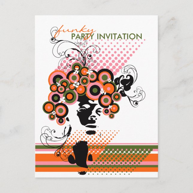 Funky Bloom Hair *01 Party Einladung Postkarte (Vorderseite)
