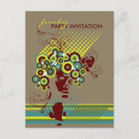 Funky Bloom Hair *02 Party Einladung Postkarte