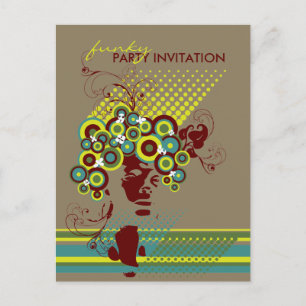 Funky Bloom Hair *02 Party Einladung Postkarte