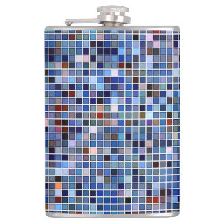 Funky Blue 'Bathroom Tiles' Flachmann