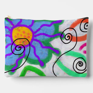 Funky Blue Blume Abstrakt Art Cosmetics Bag Zubehörtasche