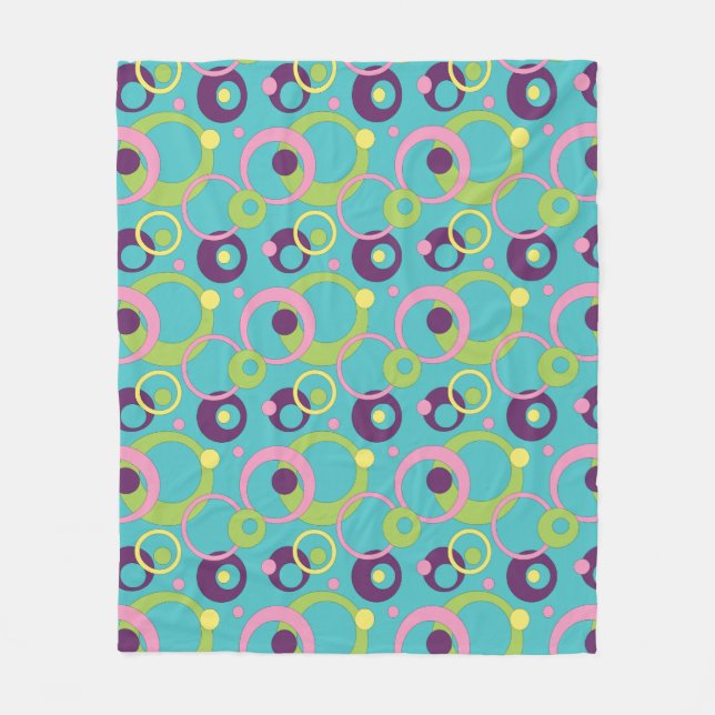 Funky Blue Circles Fleece Blanket (Vorderseite)