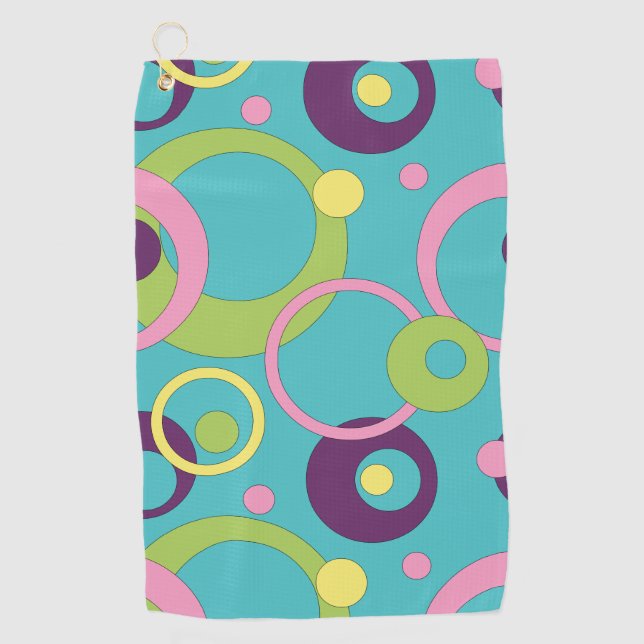 Funky Blue Circles Golfhandtuch (Vorderseite)
