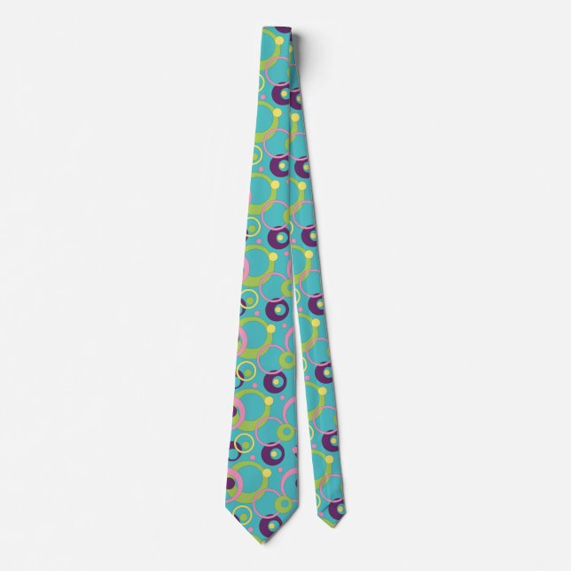 Funky Blue Circles Men Neck Tie Krawatte (Vorderseite)