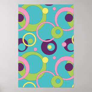 Funky Blue Circles Poster