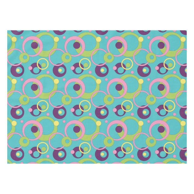 Funky Blue Circles Tablecloth Tischdecke (Vorderseite (Horizontal))