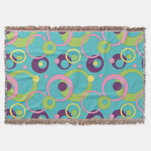 Funky Blue Circles Throw Blanket Decke