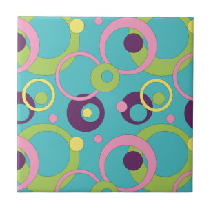 Funky Blue Circles Tile Fliese