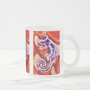 Funky Blue Lila Orange Lizard Gecko Southwestern Mattglastasse
