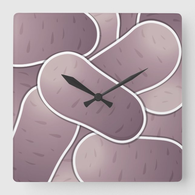 Funky Blue Potato Quadratische Wanduhr (Vorderseite)