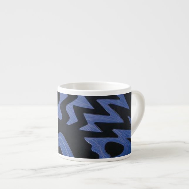 Funky Blue Zigzag Specialty Tasse (Vorderseite Rechts)
