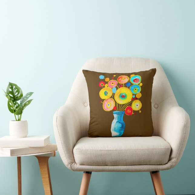 Funky Blume Aquarellkunst Kissen (Stuhl )