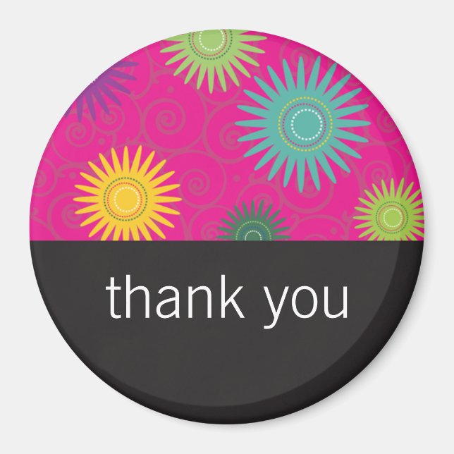 Funky Blume auf Pink Magnet (Vorne)