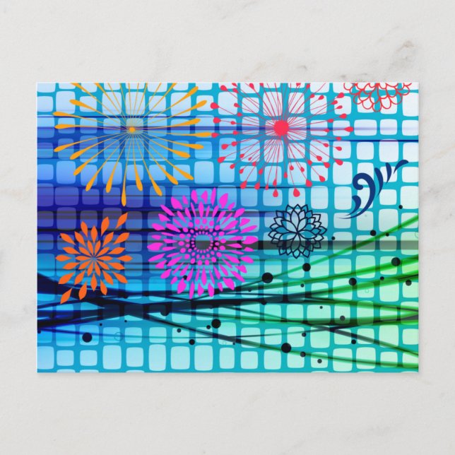 Funky Blume Light Rays Abstraktes Design Postkarte (Vorderseite)
