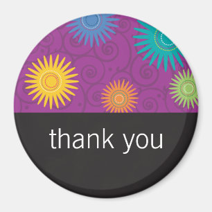 Funky Blumen auf lila Magneten Magnet