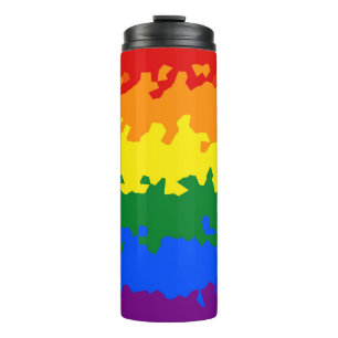 Funky Boho abstrakte schwule Regenbogen-Mosaik-Pri Thermosbecher