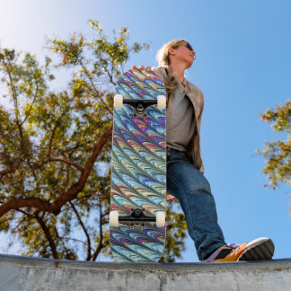 Funky Boho Farbige Psychedelische Wellen Abstrakte Skateboard