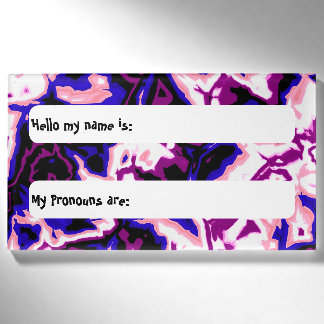 Funky Boho Retro Marbled Stripes Genderfluid Prix Namenschild