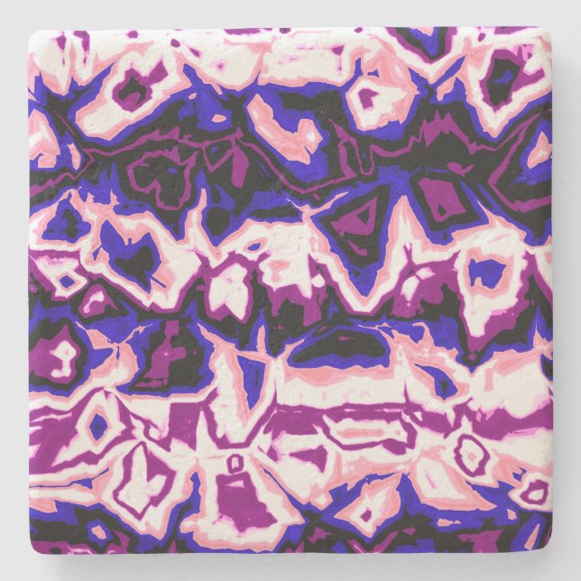 Funky Boho Retro Marbled Stripes Genderfluid Prix Steinuntersetzer (Vorderseite)