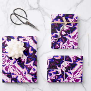 Funky Boho Retro Marmorierte Streifen Genderfluid Geschenkpapier Set