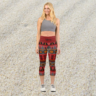 Funky Boho Tribal Muster Capri Leggings