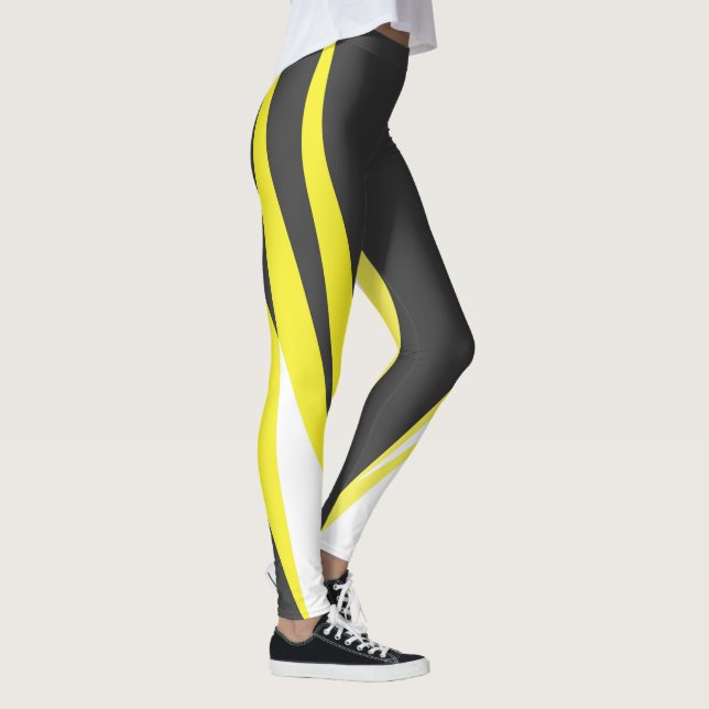 Funky Bold Abstrakt Art Charcoal Yellow White  Leggings (Rechts)
