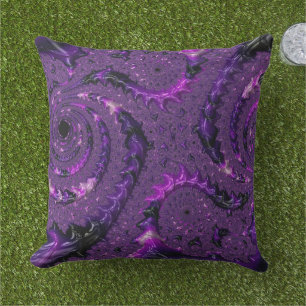 Funky Bold Boho Lila Digital Abstract Fraktal Kissen Für Draußen