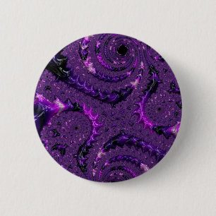Funky Bold Boho Lila Digital Abstraktes Fraktal Button