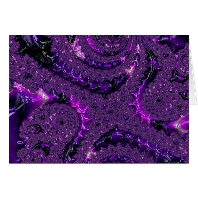 Funky Bold Boho Lila digitales Abstraktes Fraktal (Vorderseite (Horizontal))