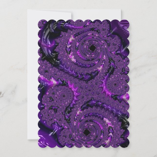 Funky Bold Boho Lila digitales Abstraktes Fraktal (Vorderseite)