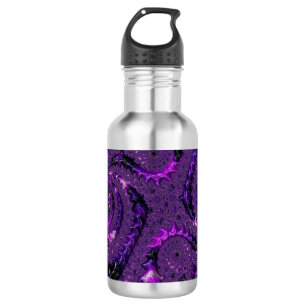 Funky Bold Boho Lila digitales Abstraktes Fraktal Edelstahlflasche
