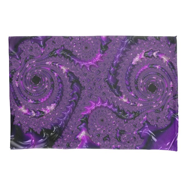 Funky Bold Boho Lila digitales Abstraktes Fraktal Kissenbezug (Vorderseite)