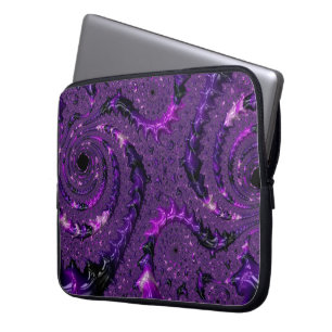 Funky Bold Boho Lila digitales Abstraktes Fraktal Laptopschutzhülle