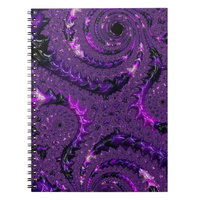 Funky Bold Boho Lila digitales Abstraktes Fraktal Notizblock (Vorderseite)