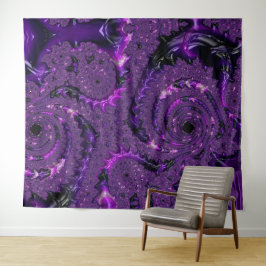 Funky Bold Boho Lila digitales Abstraktes Fraktal Wandteppich