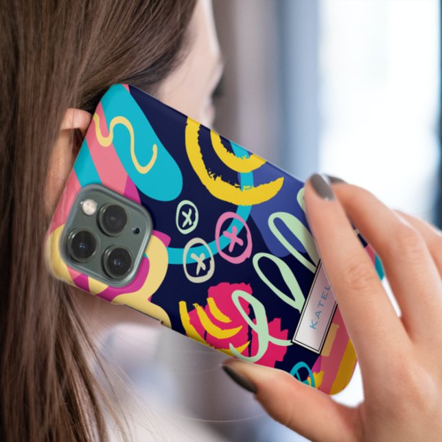Funky Bold Graffiti Scribbles Muster Monogram Case-Mate iPhone Hülle (Von Creator hochgeladen)