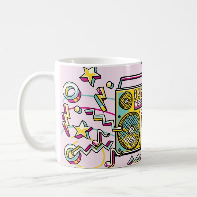 Funky Boombox Zeichne Design Kaffeetasse (Links)
