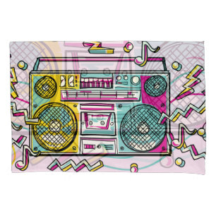 Funky Boombox Zeichne Design Kissenbezug