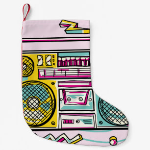 Funky Boombox Zeichne Design Kleiner Weihnachtsstrumpf