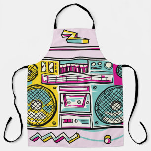Funky Boombox Zeichne Design Schürze