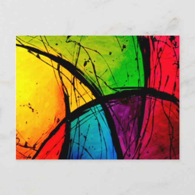 Funky Bright Abstrakt Art Painting Postkarte (Vorderseite)