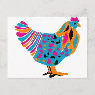 Funky Bright Chicken Postkarte